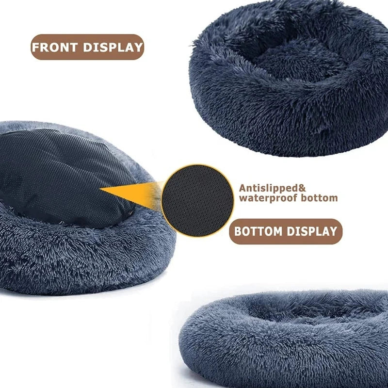 Soft Round Pet Bed for Medium & Large Dogs  Winter Warm Plush Sleeping Mat