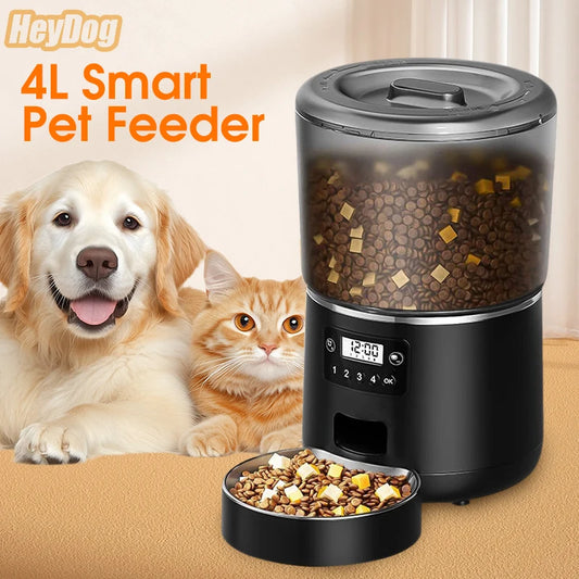 4L Smart Automatic Pet Feeder - Remote APP Controlled for Dogs & Cats