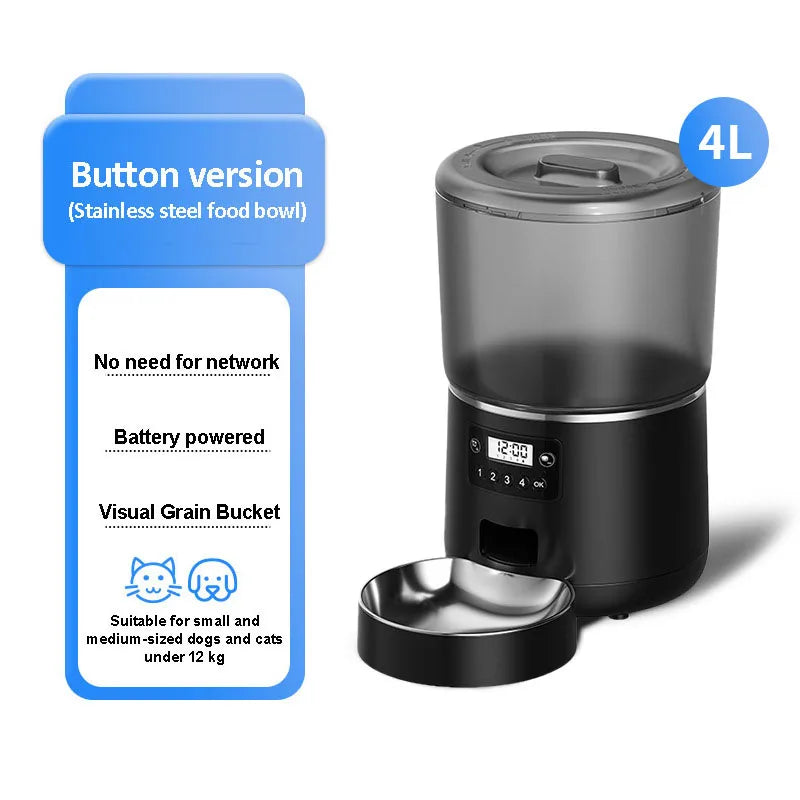 4L Smart Automatic Pet Feeder - Remote APP Controlled for Dogs & Cats
