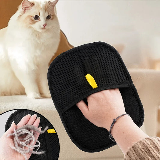Static Dedusting Pet Grooming Gloves - Hair Remover for Dog & Cat