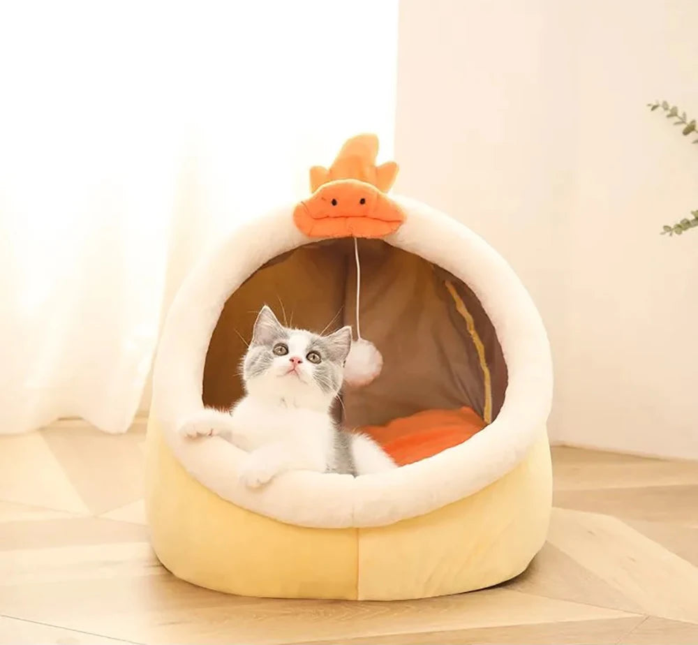 Deep Sleep Foldable Cat Bed – Cozy Cave Mat for Cats & Small Dogs