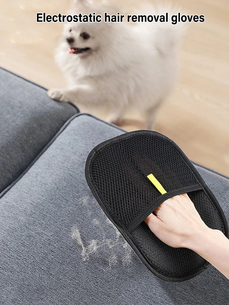 Static Dedusting Pet Grooming Gloves - Hair Remover for Dog & Cat