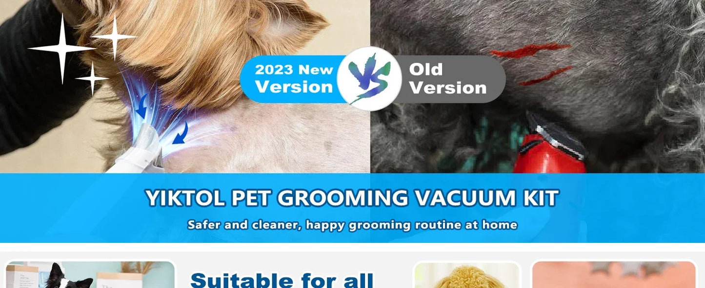 Dog Grooming Kit - Clippers, Vacuum & 5 Shedding Tools for Pets