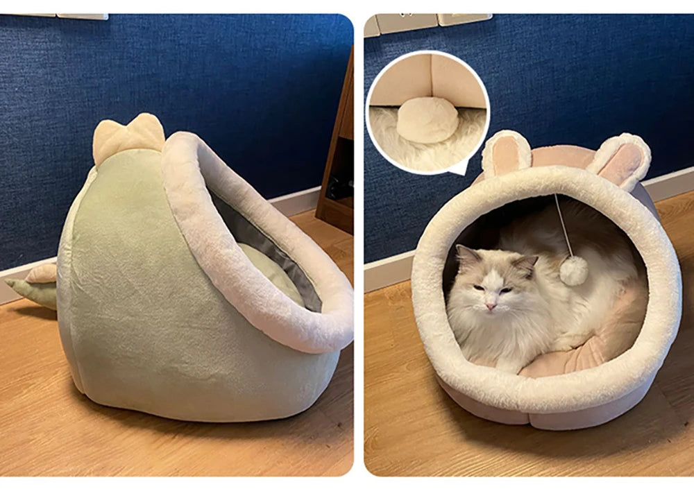Deep Sleep Foldable Cat Bed – Cozy Cave Mat for Cats & Small Dogs