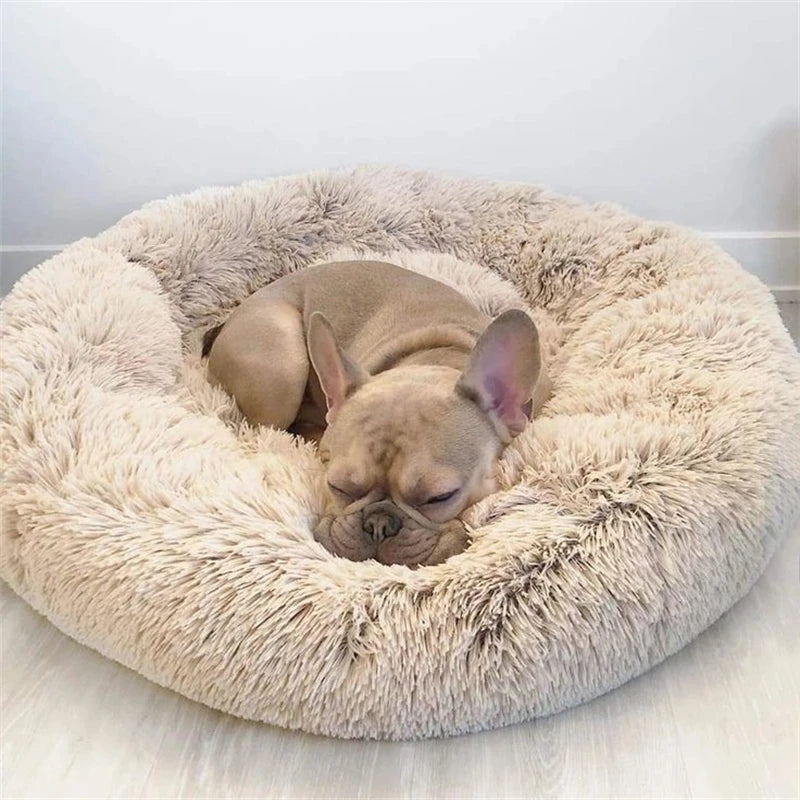 Soft Round Pet Bed for Medium & Large Dogs  Winter Warm Plush Sleeping Mat