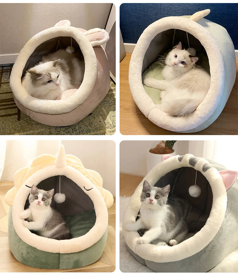 Deep Sleep Foldable Cat Bed – Cozy Cave Mat for Cats & Small Dogs